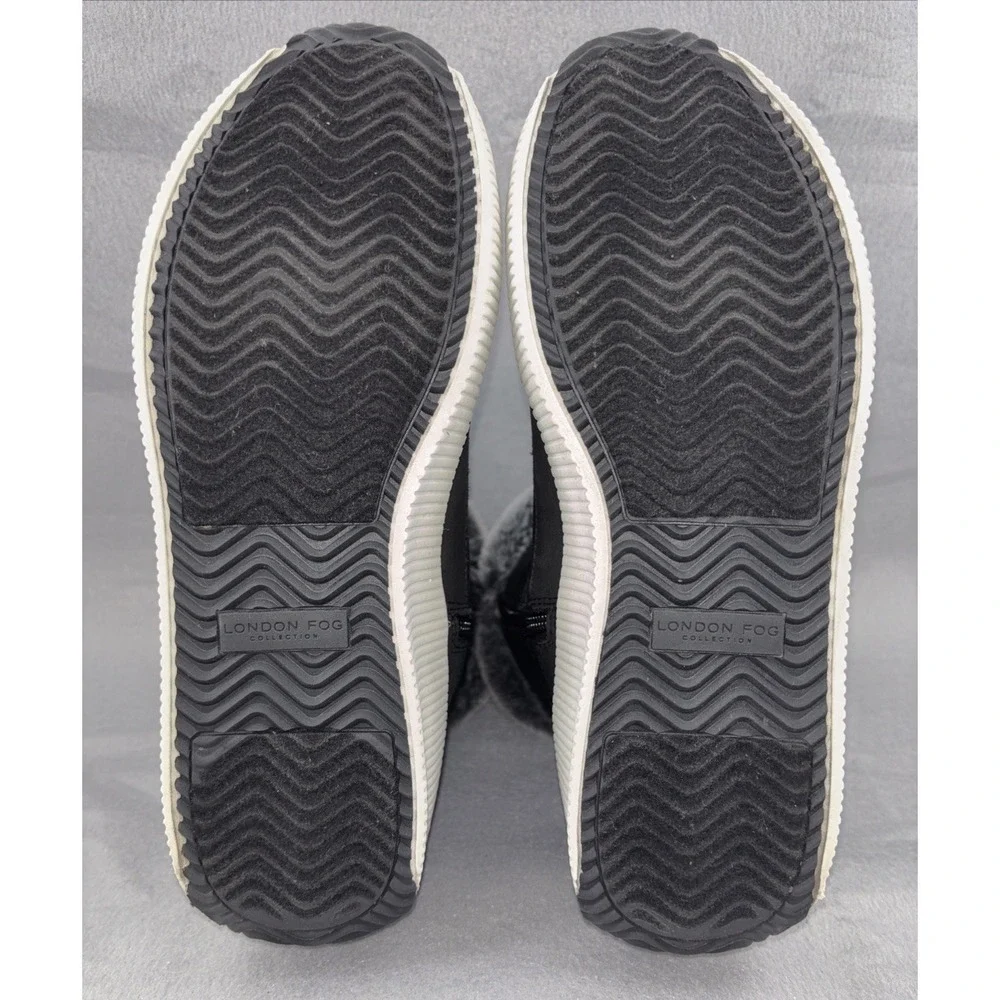 London Fog Collection CHERYL Black And Gray Fur Lined‎ Winter Boots Women's 10